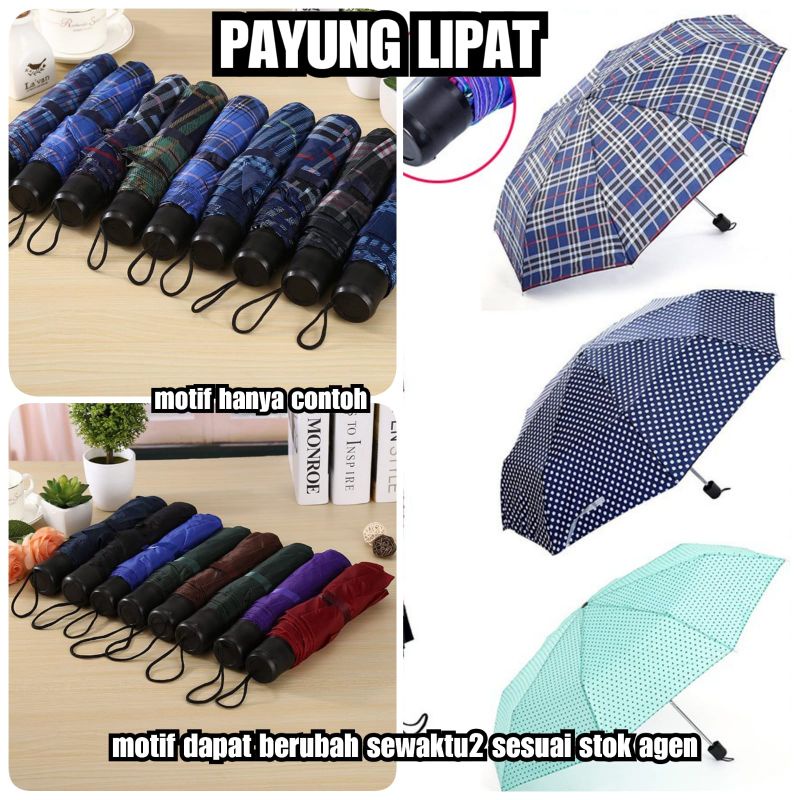 Payung lipat POLOS WARNA / KOTAK / BUNGA / payung lipat bunga / payung lipat murah