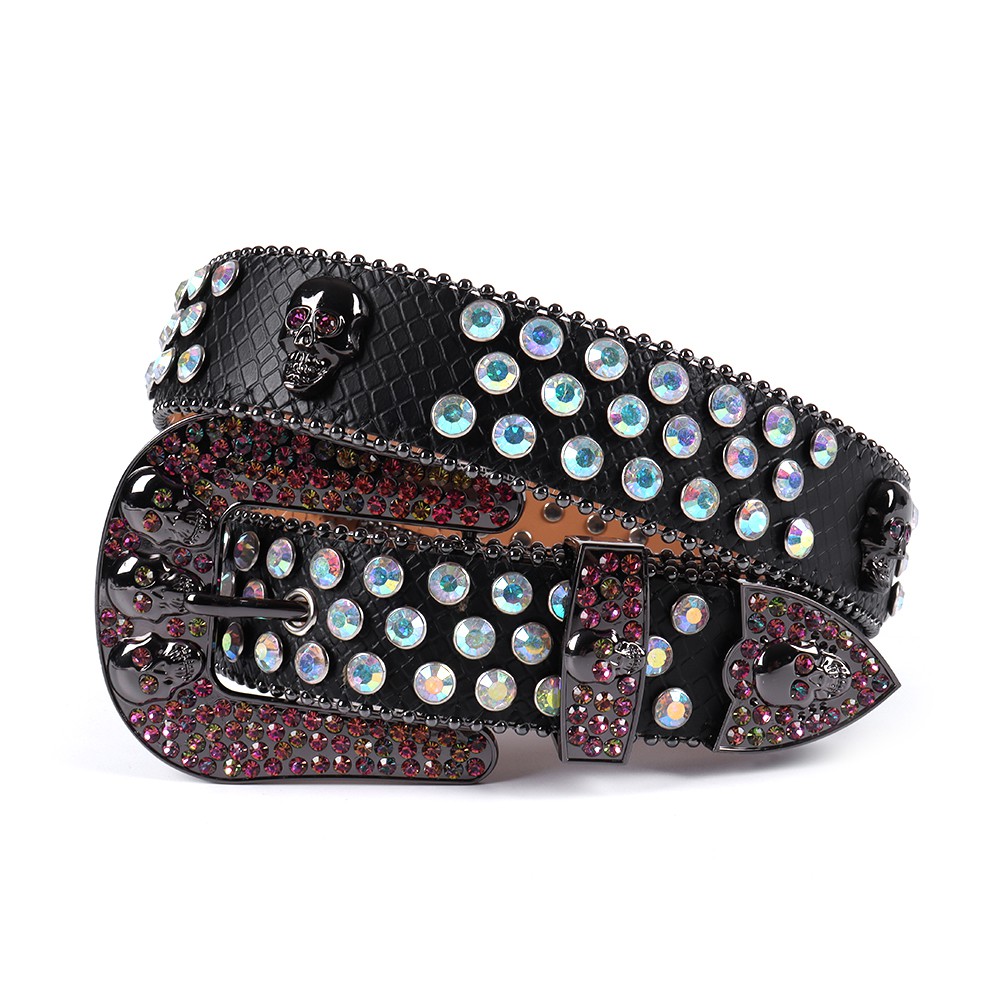 Western Diamond Studded Belt Cowboy Bling Bling Colorful Rhinestone Belt Cinto De Strass For Women M