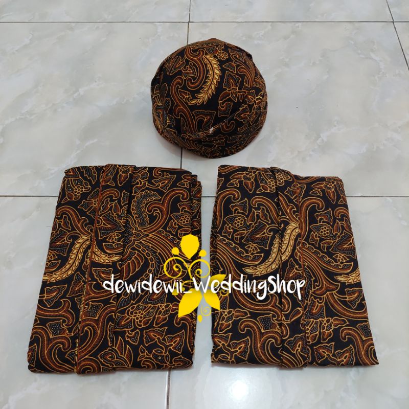 Set Jarik Cewek Cowok + Blangkon, Motif Pisang bali