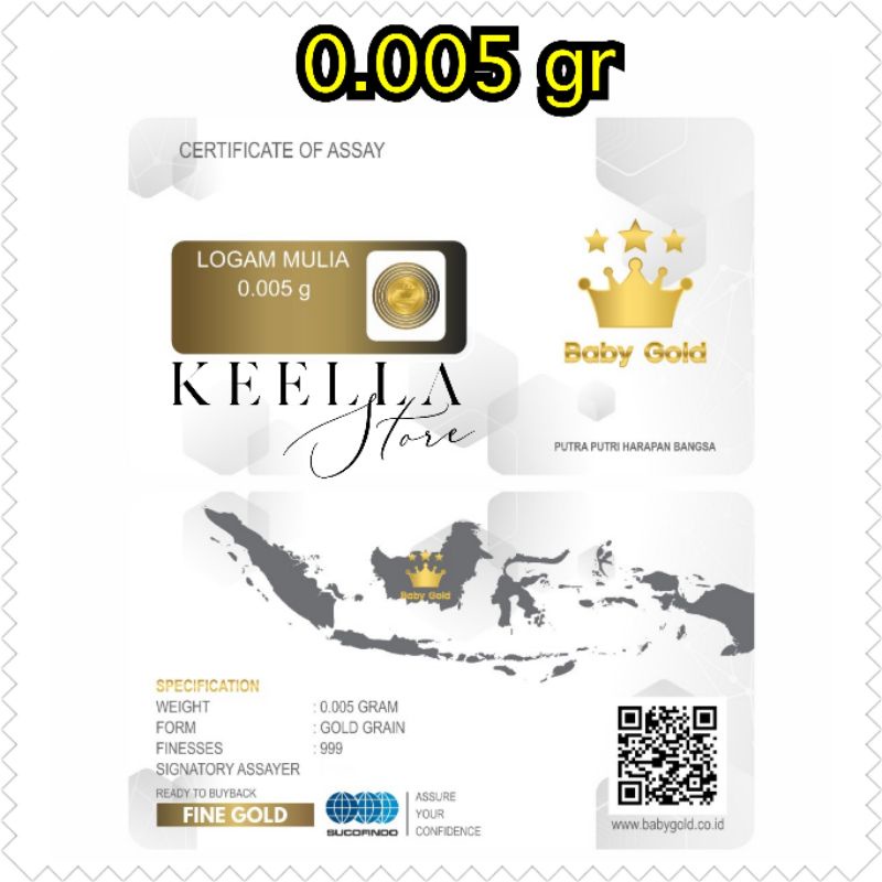 Baby gold emas mini murni Logam mulia kita 24k antam babygold hartadinata minigold 0.005gr 24 karat