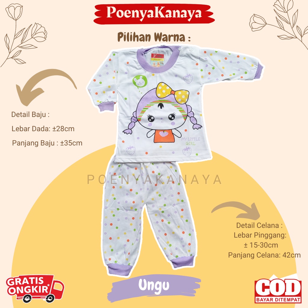 Setelan Baju Bayi Piyama Bayi Panjang Perempuan CRY Viori 6-18 Bulan SPY130