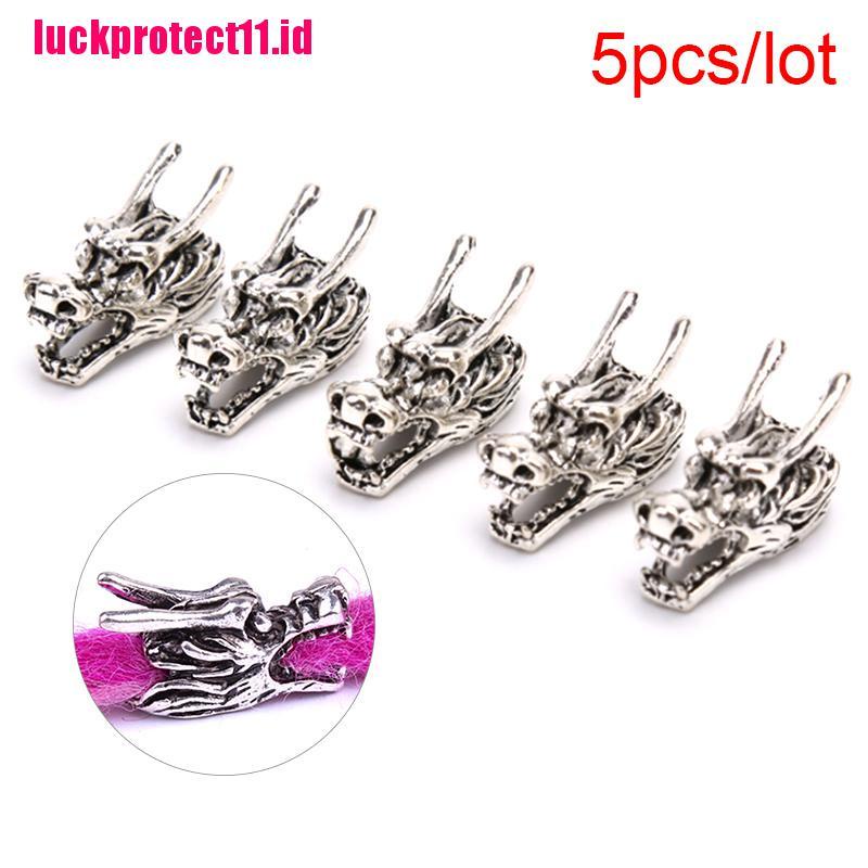 (LUCK) 5pcs / set Cincin Rambut Kepang Gimbal Model Kepala Naga