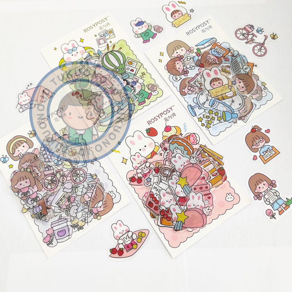 

ROSY POSY Stiker Anak Lucu isi 40pcs | Stiker Transparant ScrapBook Jurnal