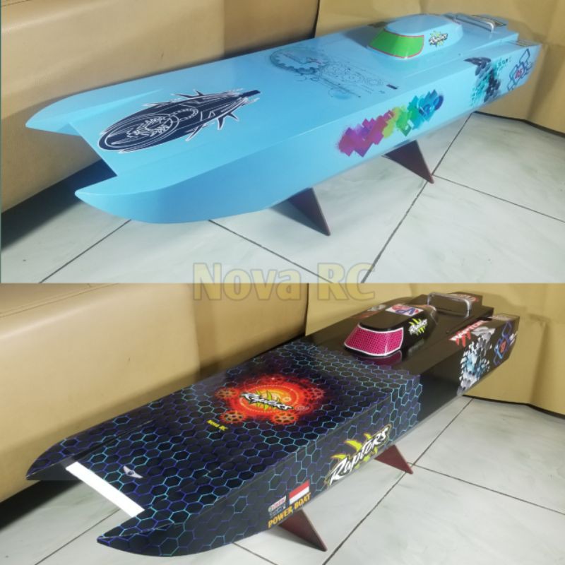 Rc boat hull catamaran 100x27cm cocok untuk engine atau dobel brushless motor