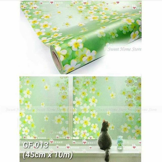 Wallpaper sticker kaca sunblast motif bunga daun