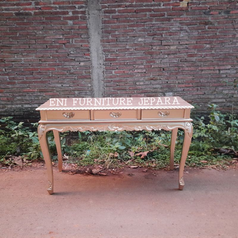 Meja Konsul Ukiran Jepara - Meja Konsul 3 Laci - Meja Konsul Berlaci - Meja Samping Murah