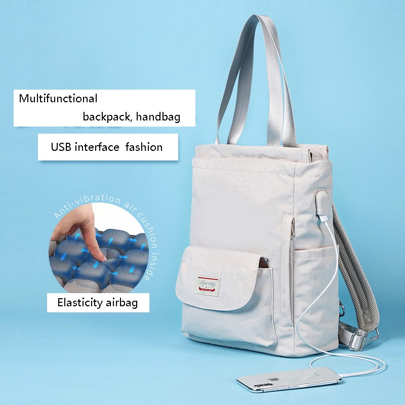 SmallLee Ransel Wanita Tahan Air Ransel Laptop Bergaya 13 13.3 14 15.6 Inch Korea Fashion Oxford Kanvas USB College Tas Ransel Wanita untuk Wanita