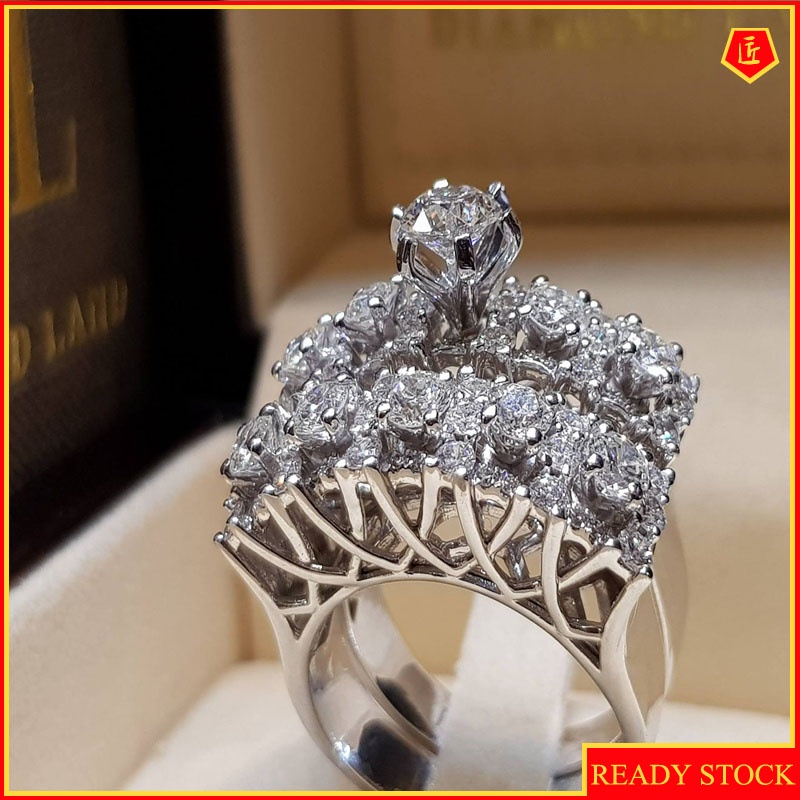 [Ready Stock]Creative Hollow Diamond Ring Set