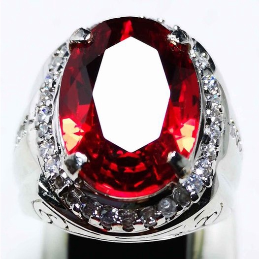 BATU PERMATA MERAH SIAM CHATAM RING PERAK BANGKOK 926 SIAP PAKAI