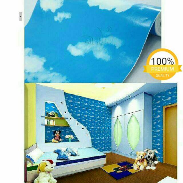 BIG SALE Grosir wallpaper stiker dinding kamar anak anak murah biru