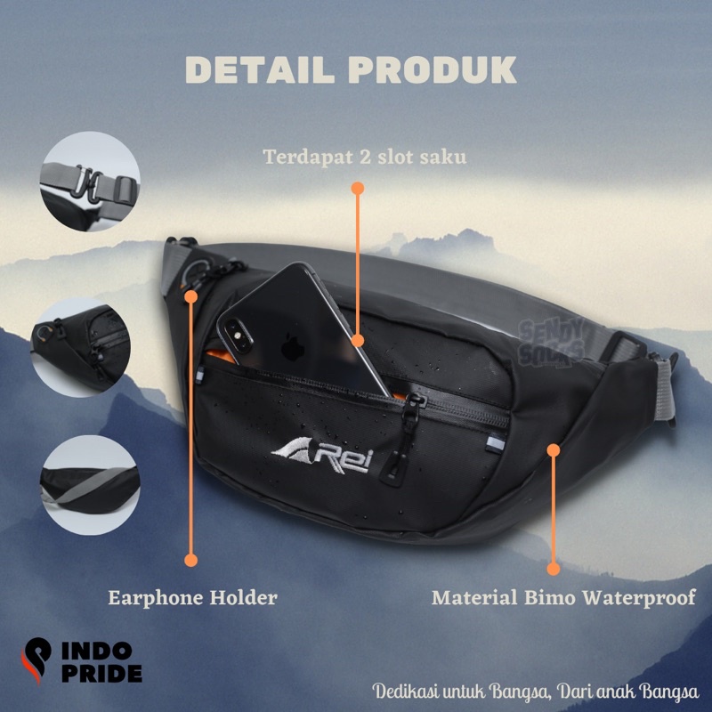 Waist Bag Hezel Pria / Waist Bag Murah / Tas Selempang Pria Waterproof / Tas Pria Selempang Murah / 