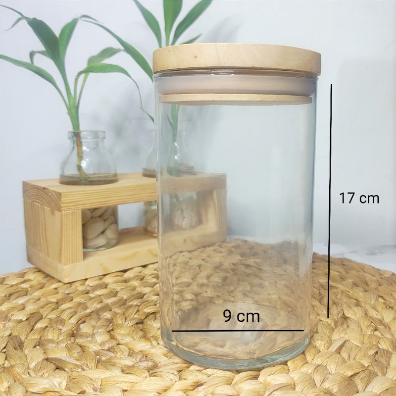 Toples Kaca Tutup Kayu Bulat Kedap Udara aesthetic Borosilicate Glass Storage Jar / TOPLES KACA TUTUP KAYU AESTHETIC / TOPLES JAR KEDAP UDARA / TOPLES MINIMALIS / TEMPAT MAKANAN SUSU BUBUK GULA TEH KOPI BUMBU