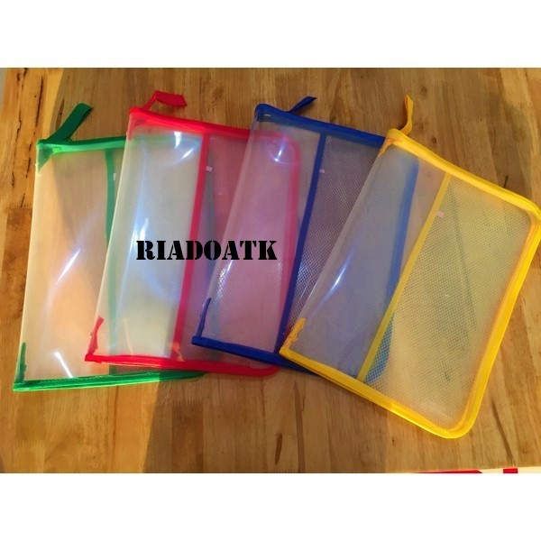 

ZIPPER BAG FOLIO / MAP ZIPPER / MAP SLETING/MAP DOKUMEN PLASTIK RESLETING F4 PER LUSIN