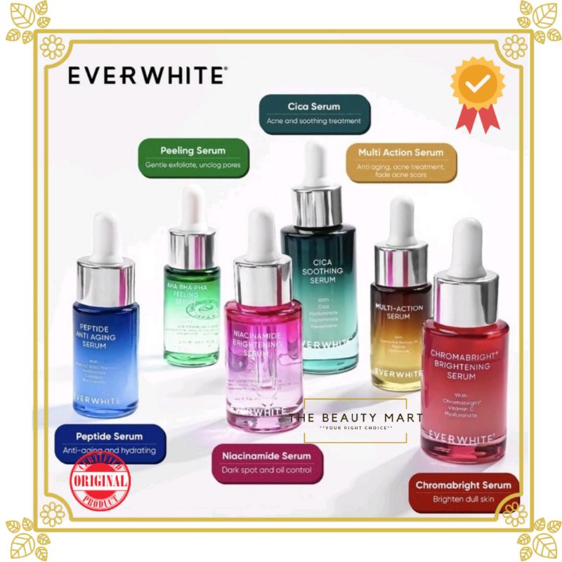 EVERWHITE Serum Series | Cica Soothing | Chromabright | Niacinamide | Aha Bha |Multi Action |Peptide