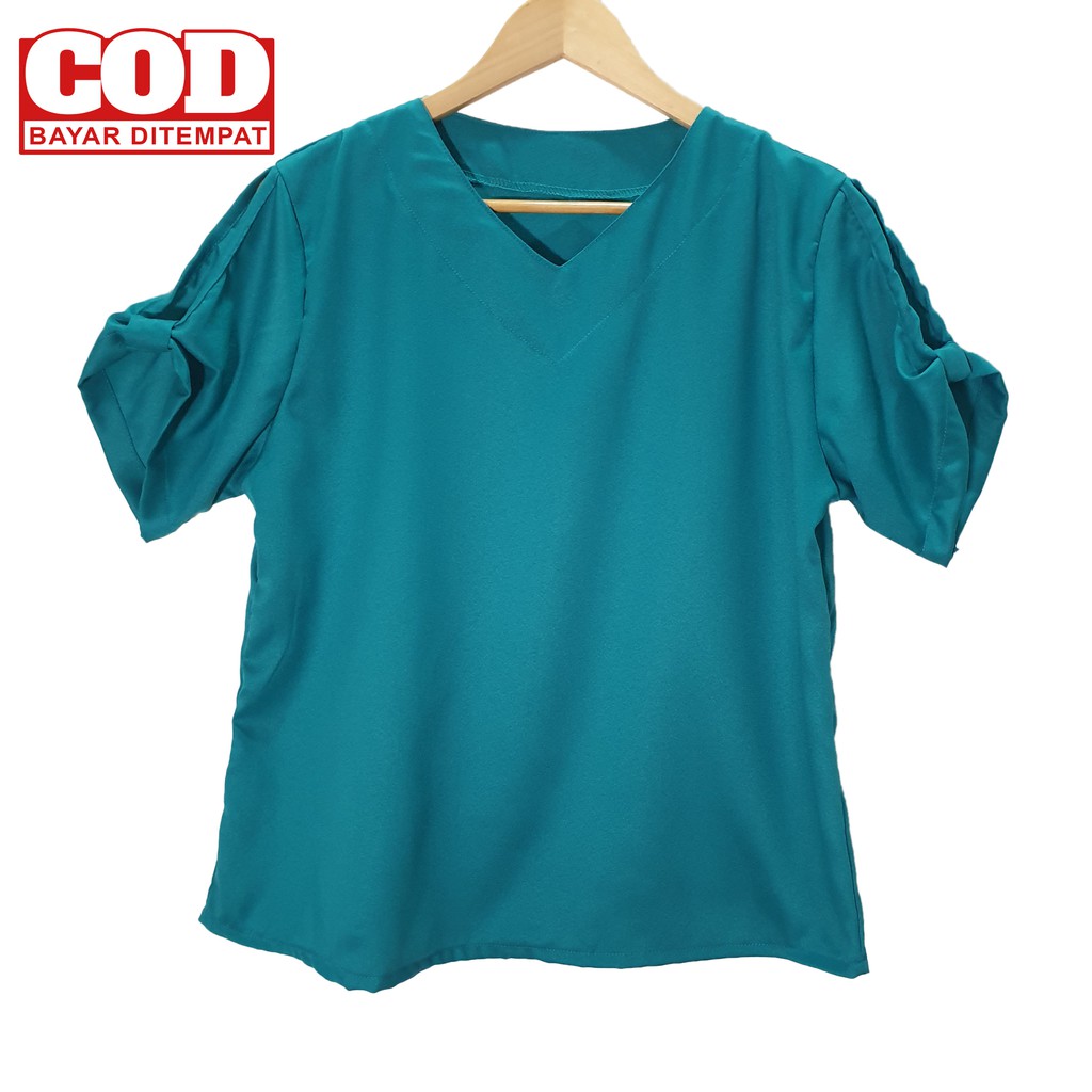 Real Pict - Atasan Jumbo / blus wanita / blouse jumbo Evi Polos size M , L dan XXL ( Real Pict )-Tosca