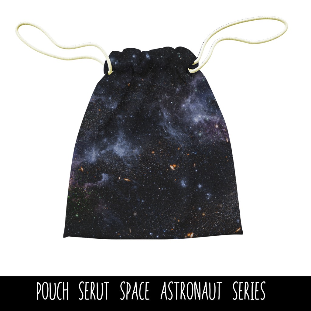 Full Print Pouch Serut Space Astronaut Pattern Bisa Request Tulisan