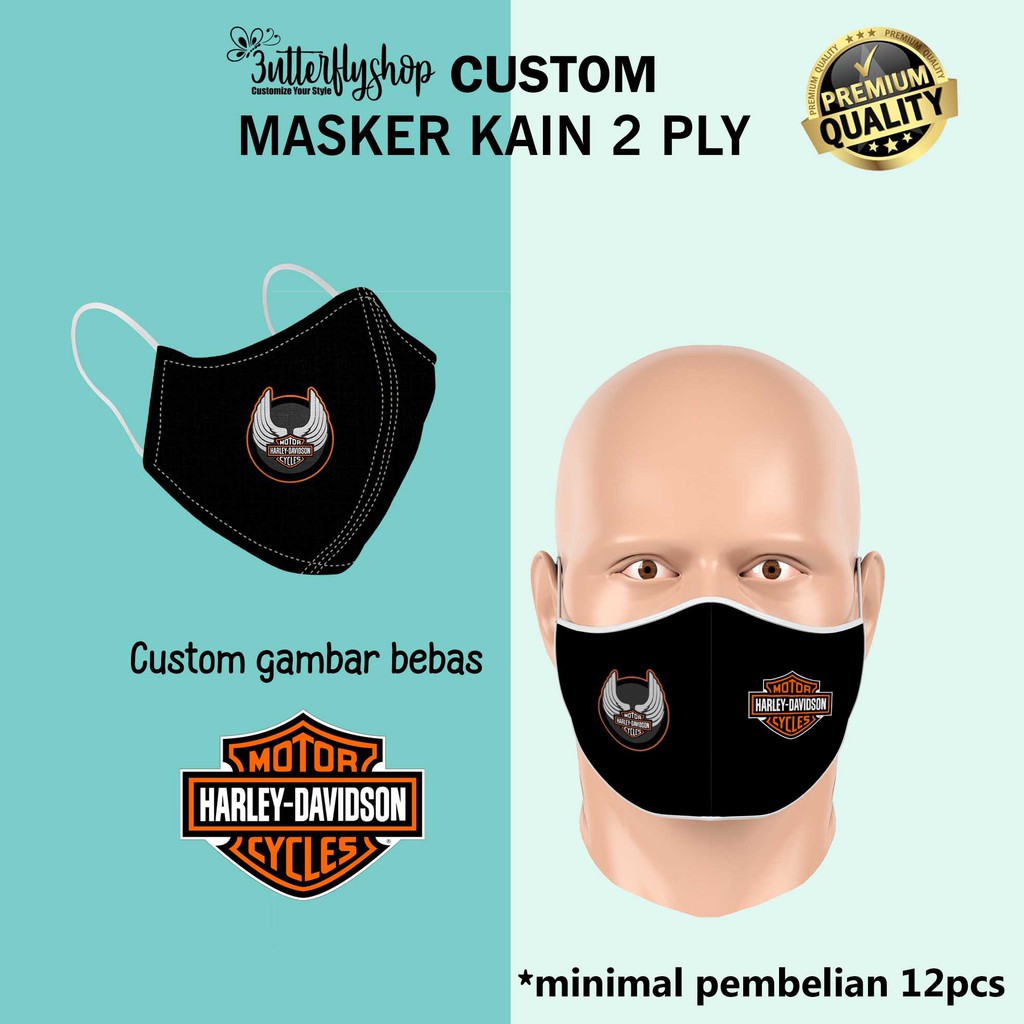 [MASKER ] Custom logo komunitas organisasi Masker kain 2 ply premium digital printing full color