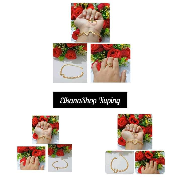 Gelang Dewasa nuri Ininsial Nama A-Z free cincin.chat pilih huruf .gold ll Anti Karat COD