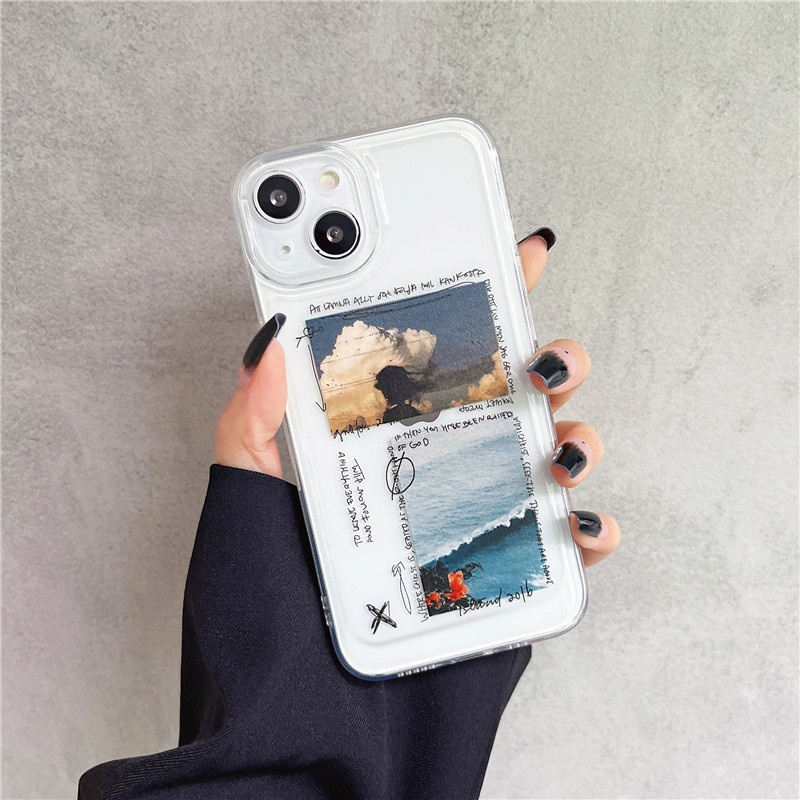 Case Pelindung Transparan Desain Lukisan Pemandangan 2022 Untuk iPhone 7 8 7plus 8plus X Xs Xr Xsmax 11 11pro 11 Pro Max 12 Pro Max 13 13 Pro 13 Pro Max Se2020