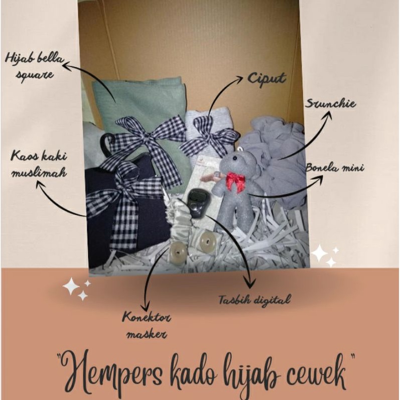 

Hampers Cewek hijab/kado ulang tahun lebaran dan wisuda