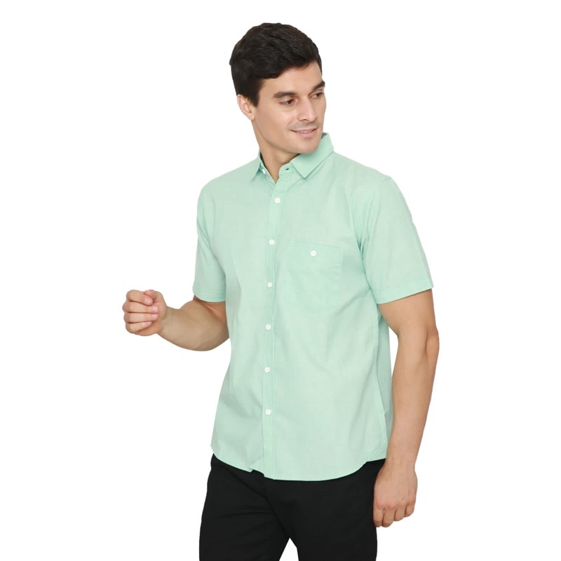 Code Male - Brave Kemeja Pria Oxford Pendek Slim Fit Tosca
