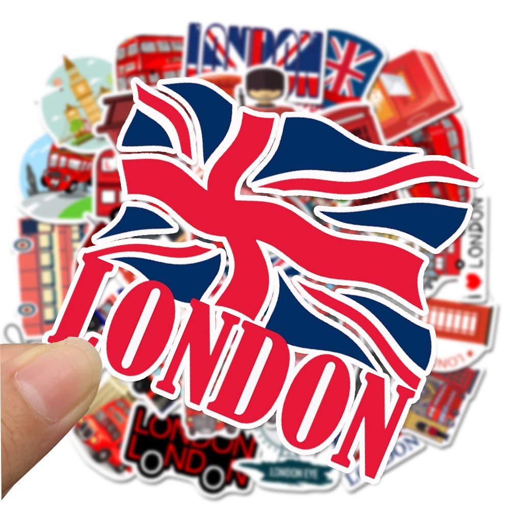 50Pcs London Red Bus Stickers For DIY Luggage Phone Laptop Graffiti Stickers pvc Waterproof sticker