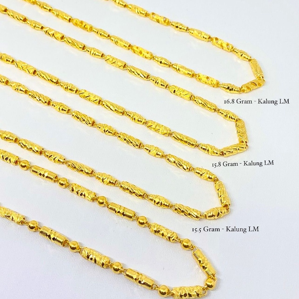 Kalung anak dan dewasa emas asli kadar 99 LM rantai bambu ukir mix panjang terbaru 10 15 16 17 gram gr g kuning gold 24K