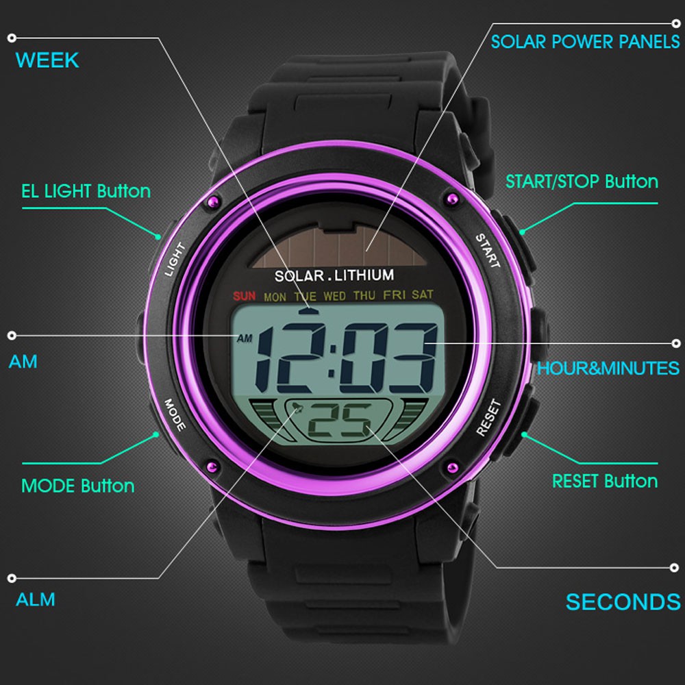 PROMO JAM SKMEI ORIGINAL SKMEI Solar Power Watch 1096 Original Water Resistant 50M - Black Blue