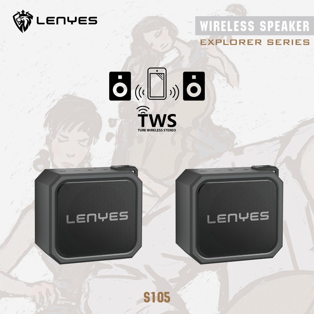 LENYES S105 Speaker Bluetooth waterproof ipx7 outdoor wireless TWS HIFI BASS anti air tahan banting original