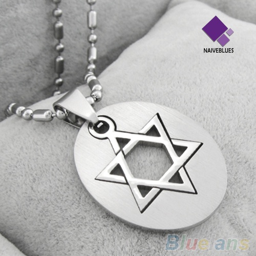 Kalung Rantai Manik-Manik Hexagram Bahan Stainless Steel Dapat Dilepas Untuk Unisex