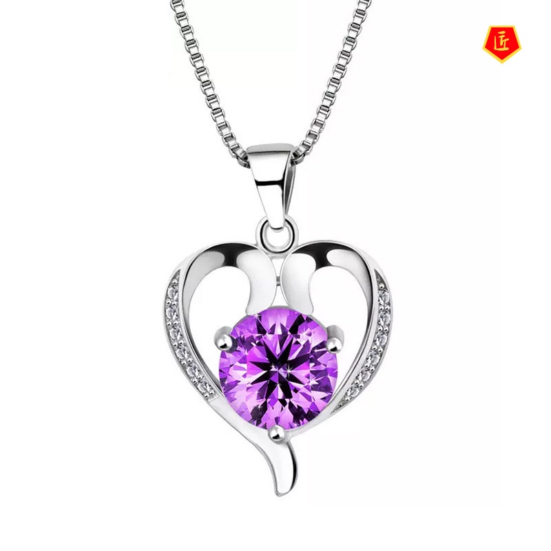 [Ready Stock]Heart Necklace Women's Fashion Jeweled Pendant