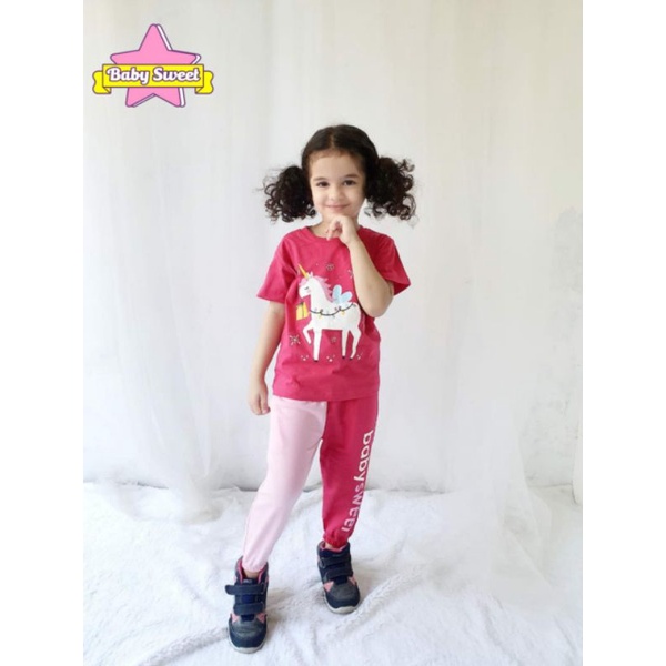 AMEERA SETELAN BAJU ANAK CEWEK DAN COWOK BABY SWEET BOY & GIRL DINO & UNICORN SERIES