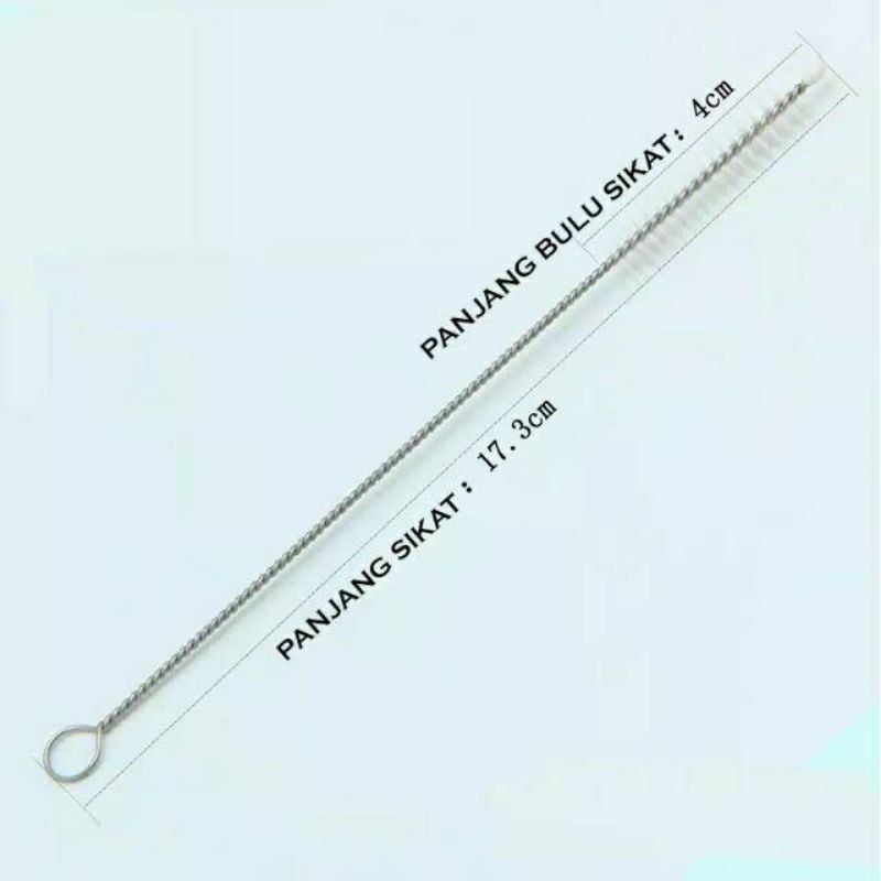 sikat sedotan kecil bahan stainless panjang  untuk membersihkan sedotan pada tempat minum anak Straw
