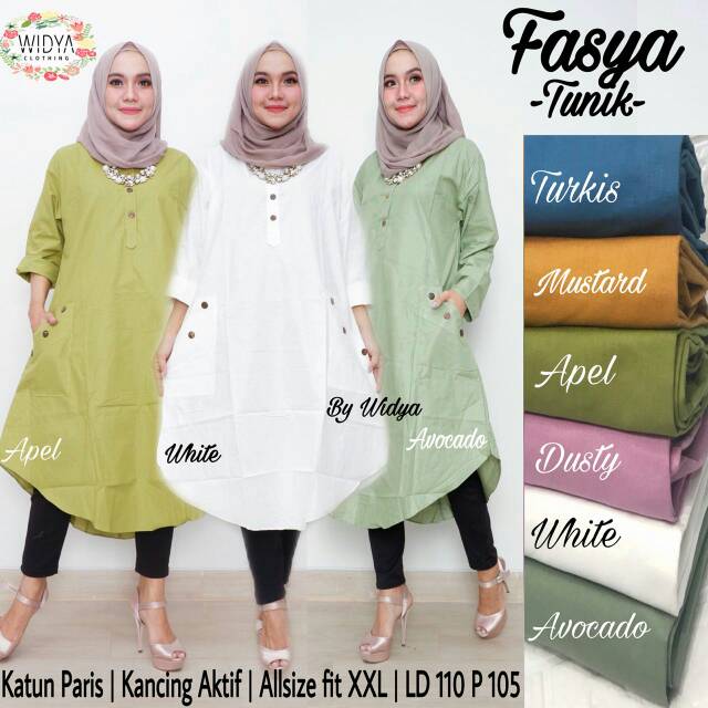 [LD 110] Atasan Muslimah XXL Baju Tunik Jumbo Kekinian Putih FASHA Murah Tunic by Ori Solo