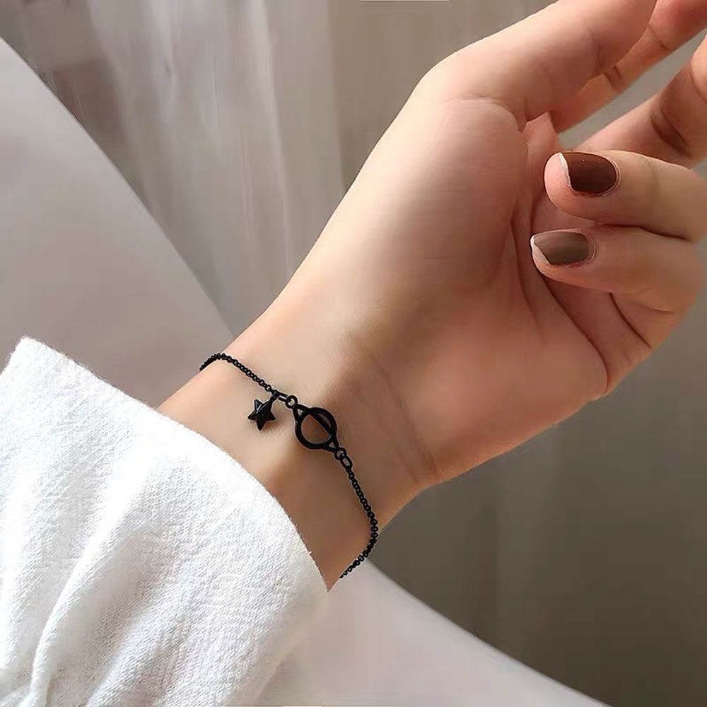 ROW New Planet Punk Stars Bracelet Fashion Black Gothic Simple Adjustable