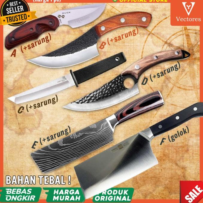 Pisau Seset Kulit Super Tajam Berburu Outdoor