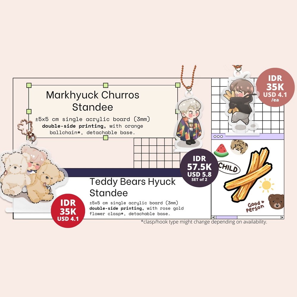 Markhyuck Churros & Teddy Bears Hyuck Mini Standee Fan Merch by Haetbyulbit