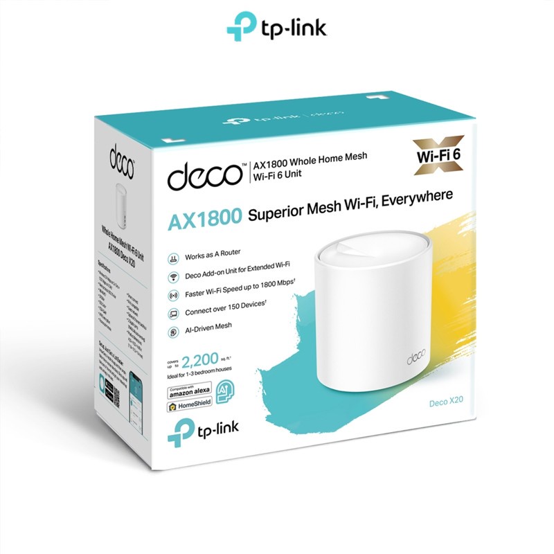 Tp-link Deco x20 1pack Whole Home Mesh Wifi System router TPLINK DECO x20 1 PACK MESH WIFI Tp-link Deco x20 1pack Whole Home Mesh Wifi System router TPLINK Deco x20 AC1200 AX1800 Whole Home Mesh WiFi System