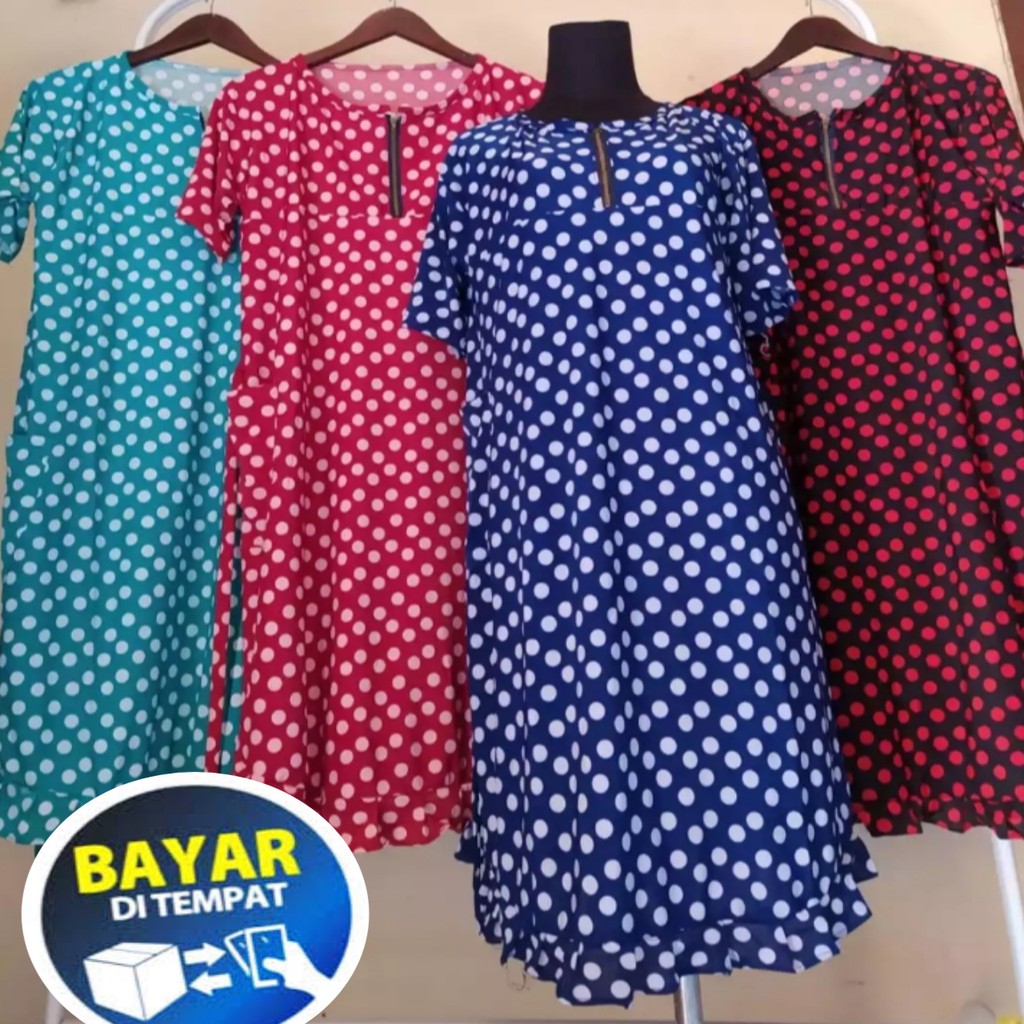 DASTER HOME DRESS SANTAI MOTIF FOLKA DOT