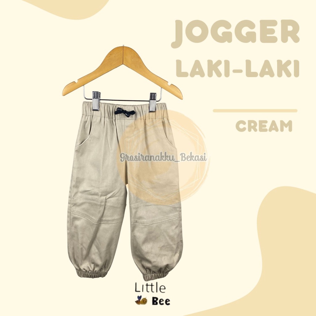 Celana Anak Jogger Laki-Laki Littlebee Warna Krem size 1-5thn