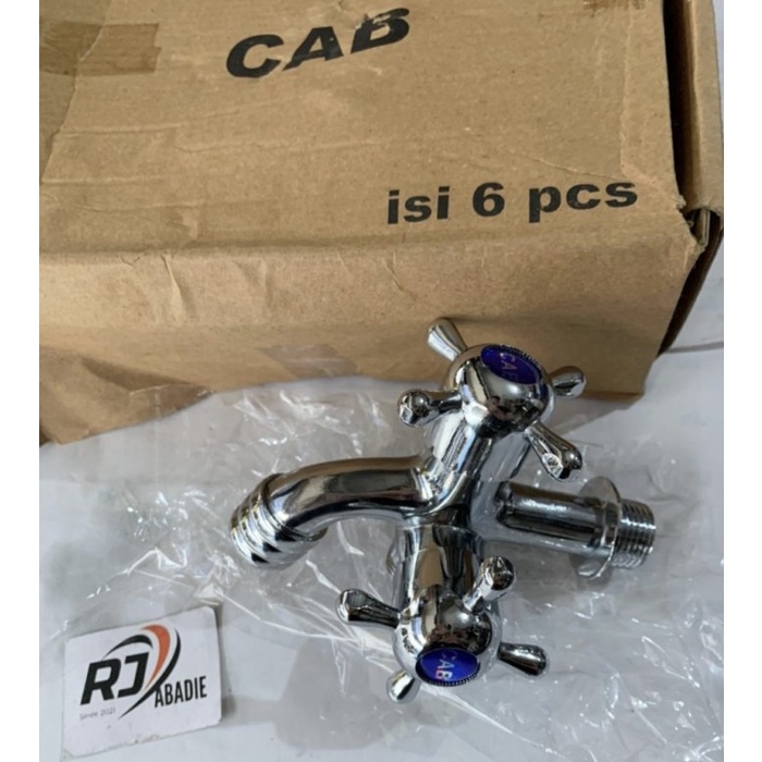 Kran Keran Tembok Cabang Baling Double Dobel Doble Besi Chrome CAB 1/2 Inch