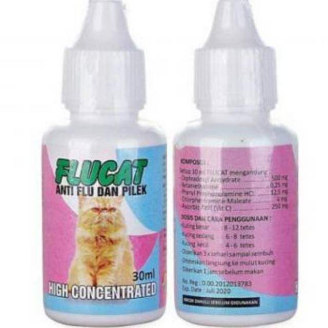 Flucat Drop 30ml Obat Flu Pilek Kucing Cat Kitten Flu Cat 30 ml