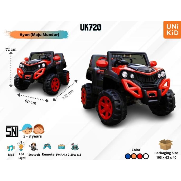 Mainan Anak Mobil Aki Unikid UK720 Jeep Buggy Black Red Remote Control