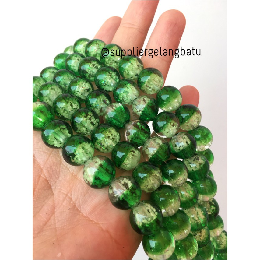 Manik Kristal Hijau Muda 12mm Glow In The Dark Fosfor Green Luminor kerajinan grosir aksesori craft