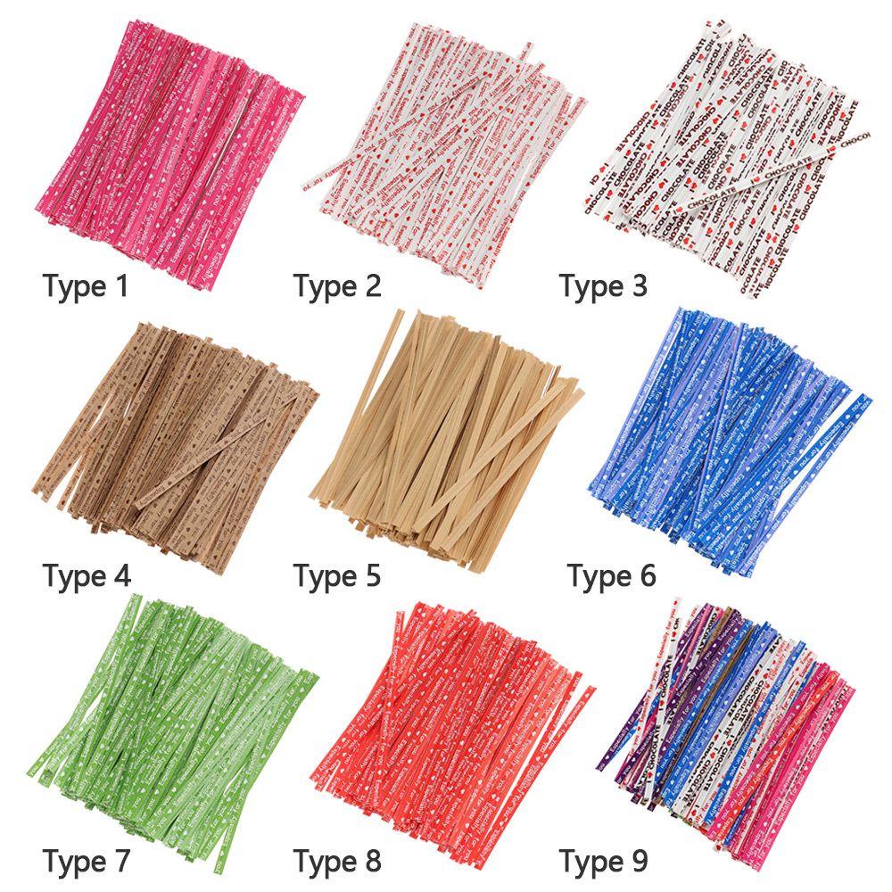 R-flower 200PCS Kraft Paper Packing Ties Perlengkapan Pesta Bahan Metal DIY Pengikat Kawat