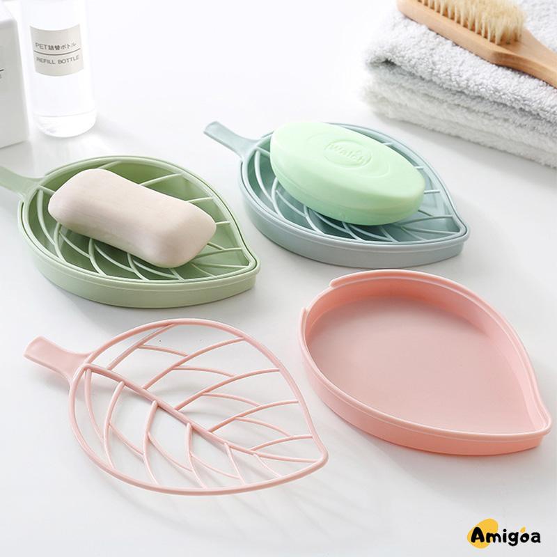 Kotak Sabun Daun Kreatif Kamar Mandi Gratis Punch Suction Cup Toilet Drain Soap Rack - AG2