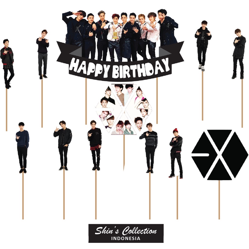 Jual Cake topper Exo Kpop 1 set isi 12 pcs Shopee Indonesia