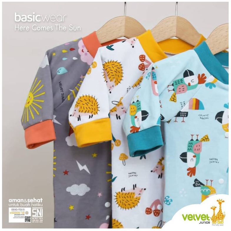 Velvet Junior Jumper Bayi Panjang Buka Kaki sleepsuit baju bayi baju kodok