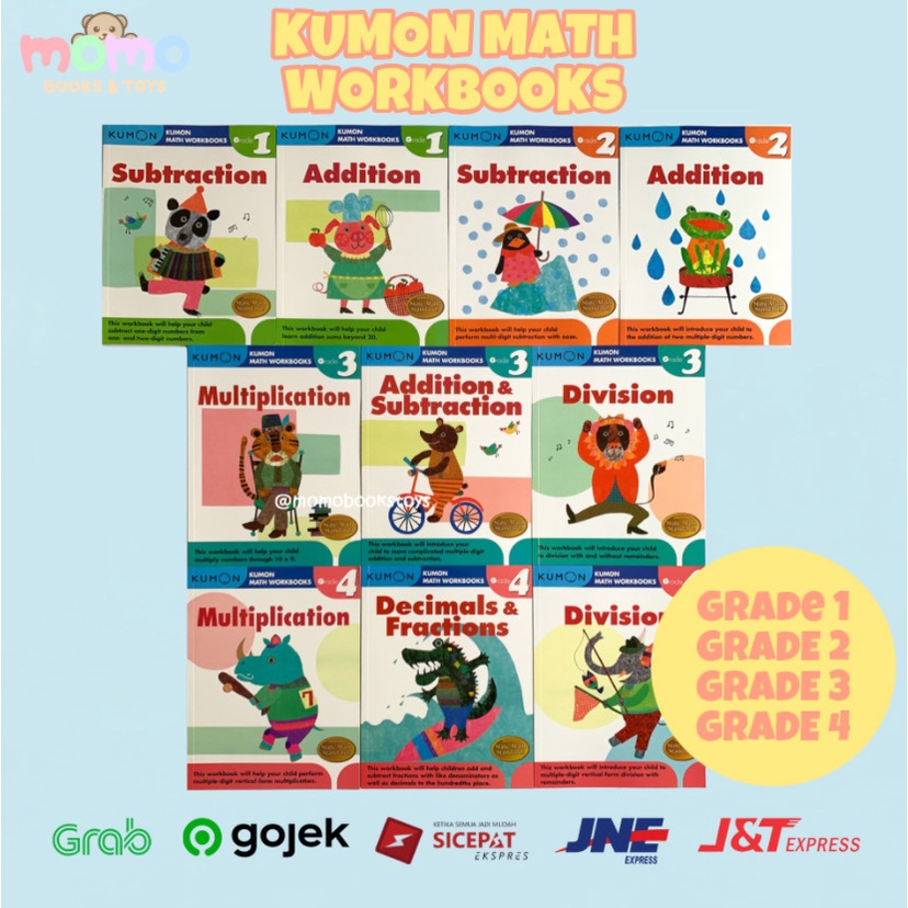 [MOMO] KUMON Math Workbook Grade 1 2 3 4 | Buku Matematika Substraction Addition Multiplication Divi