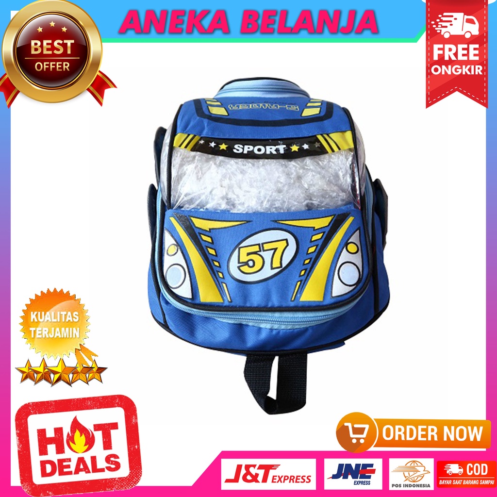 Tas Ransel Fashion Kids Anak Cowok Laki Laki Model Mobil Merah Trendy